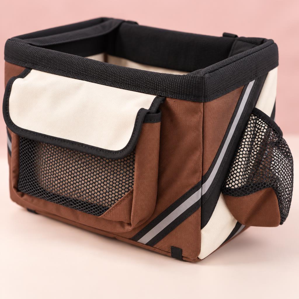 Pet Bicycle Basket Carrier, Coffee – detail