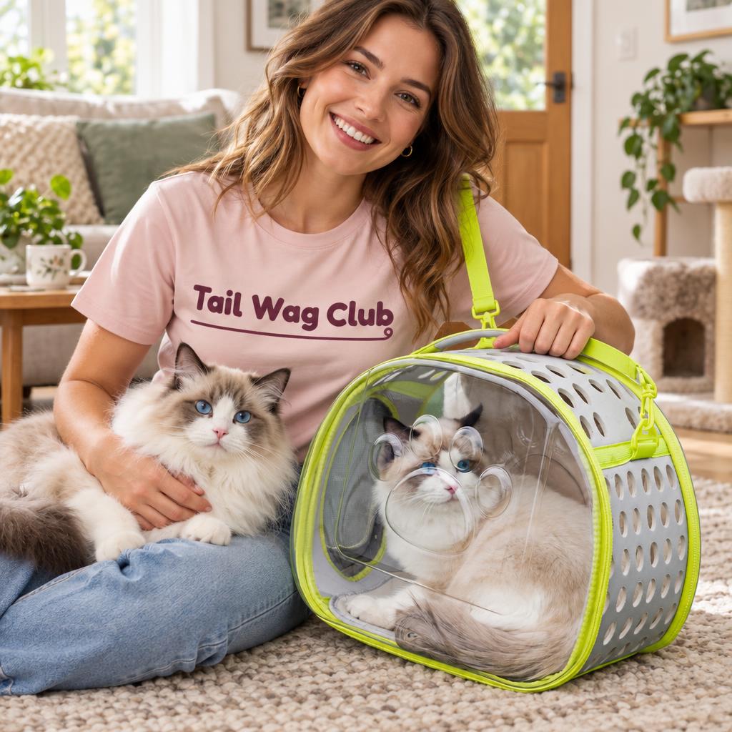 Cat Bubble Backpack Carrier, Grass Green – with Tail Wag Club