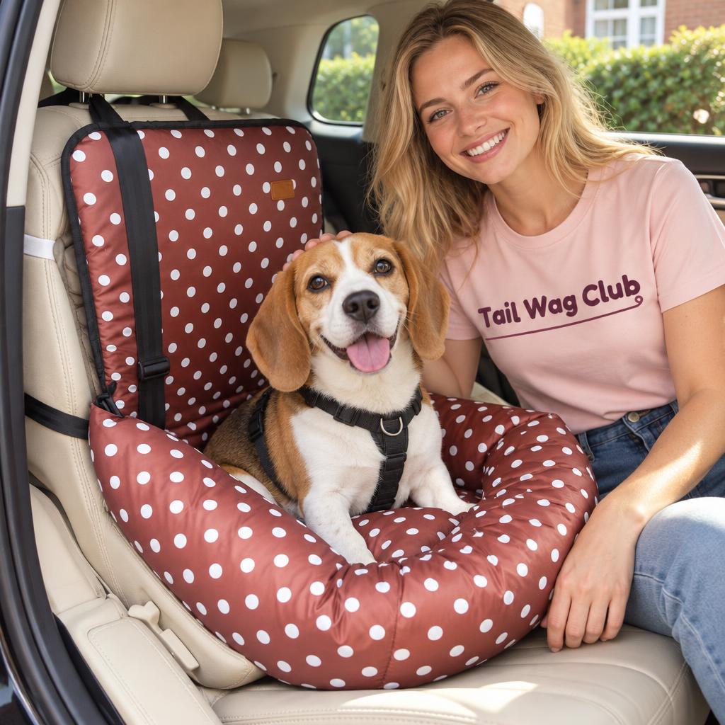 Dog Car Seat Bed, Polka Dot – with Tail Wag Club