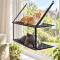 Double Cat Window Hammock Perch, Black – in use