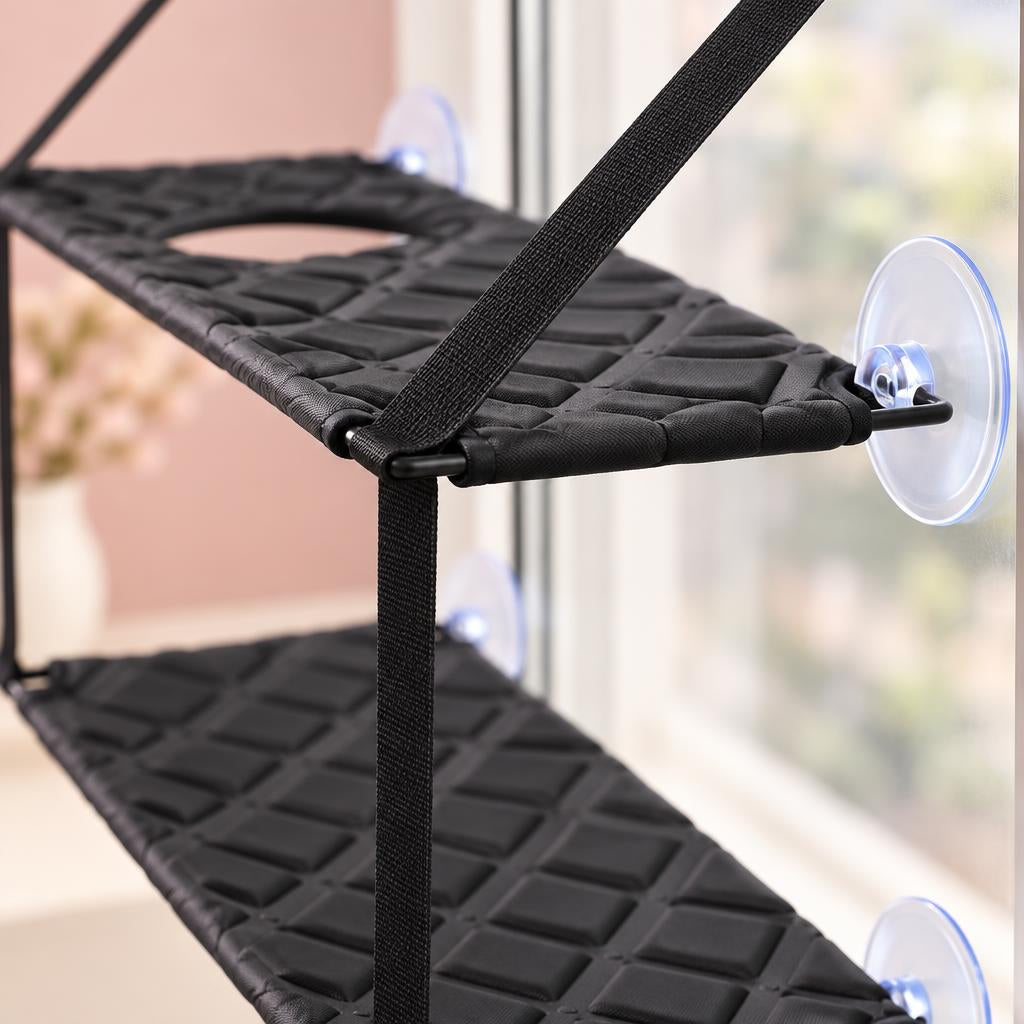 Double Cat Window Hammock Perch, Black – detail