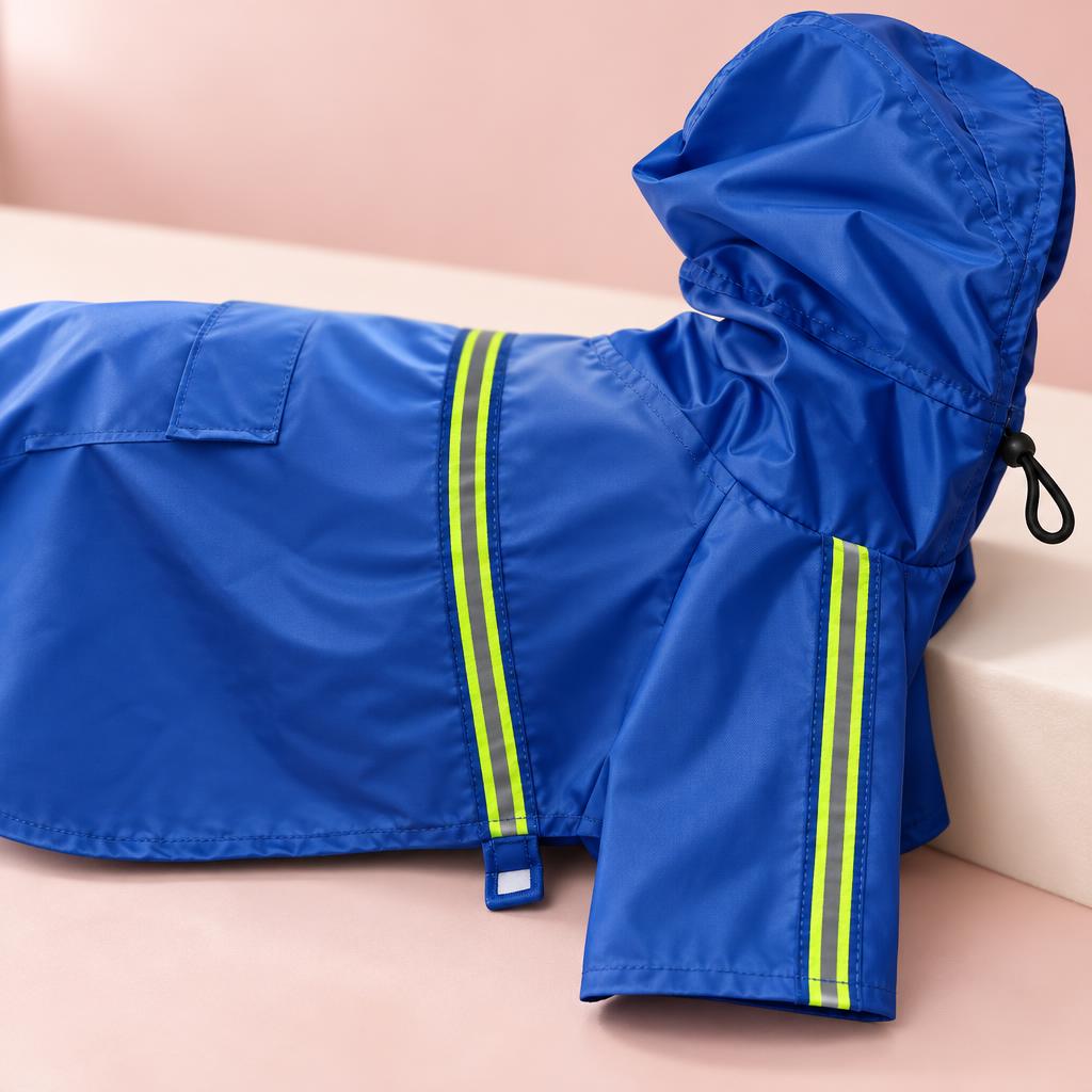 Reflective Water-Resistant Dog Raincoat, Blue (5XL) – detail