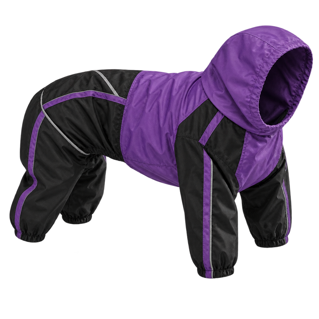 Hooded Full-Body Dog Raincoat, Purple (XL) – product