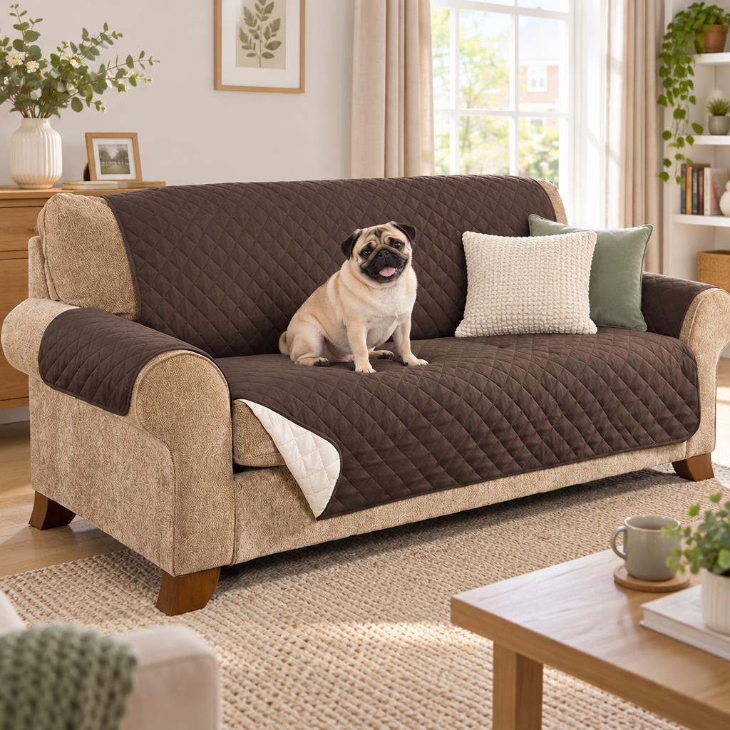 Quilted Pet Sofa Cover, 3-Seater – in use