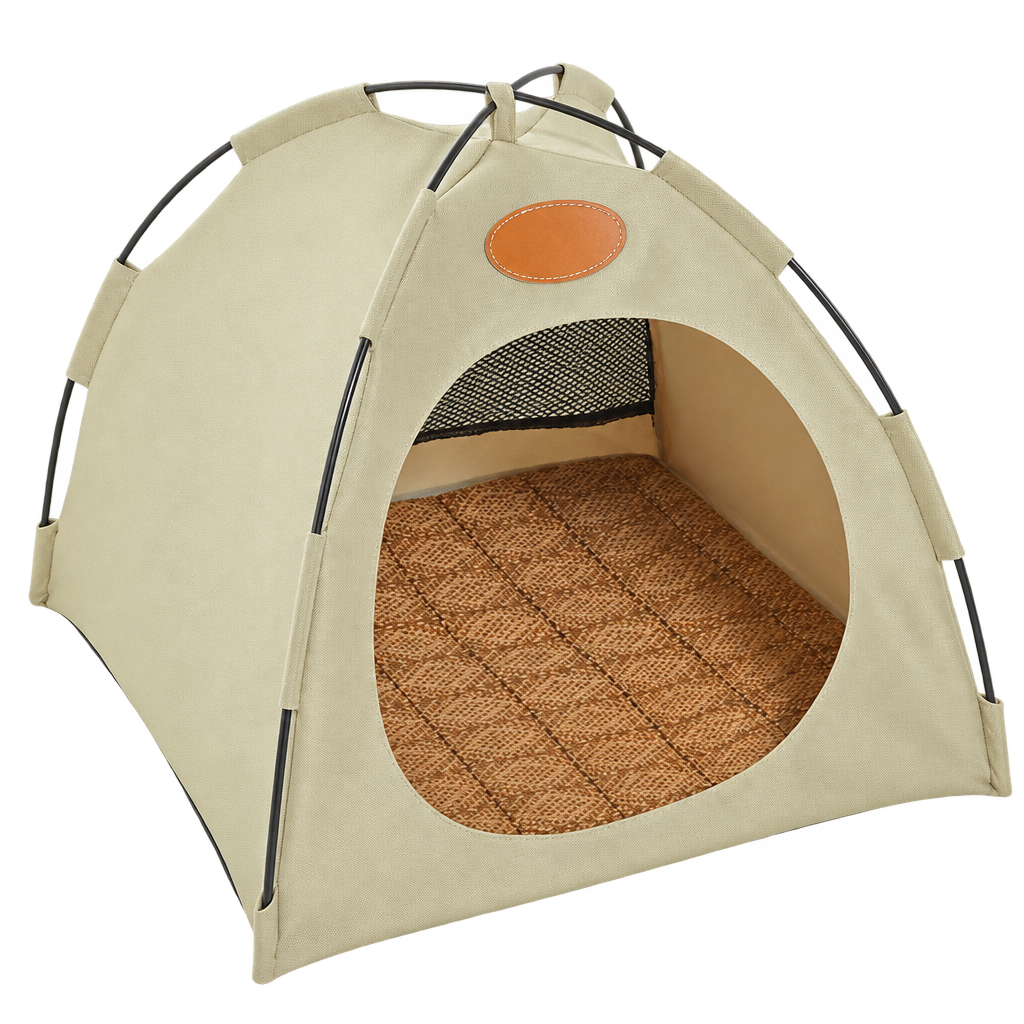 Foldable Cat Canvas Tent, Beige (Large) – product