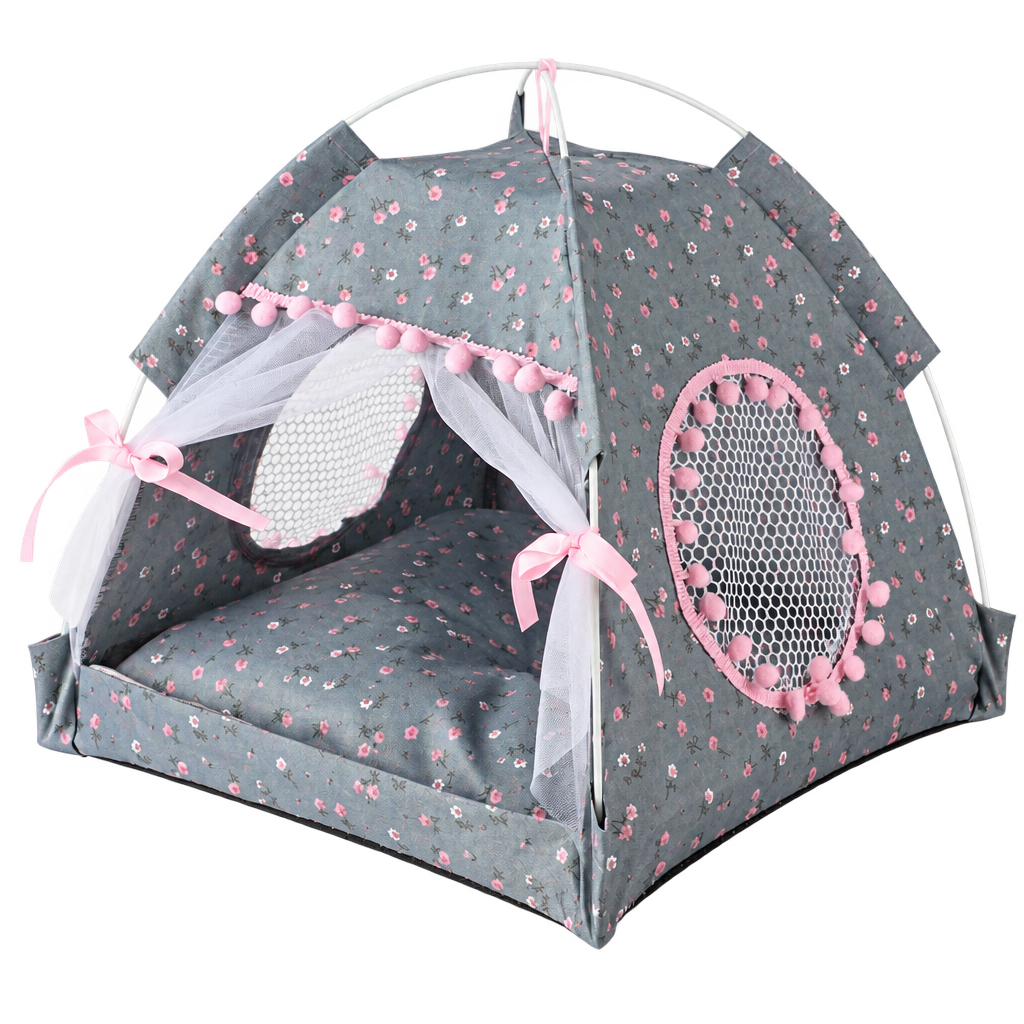 Foldable Semi-Enclosed Cat Nest, Floral (Large) – product