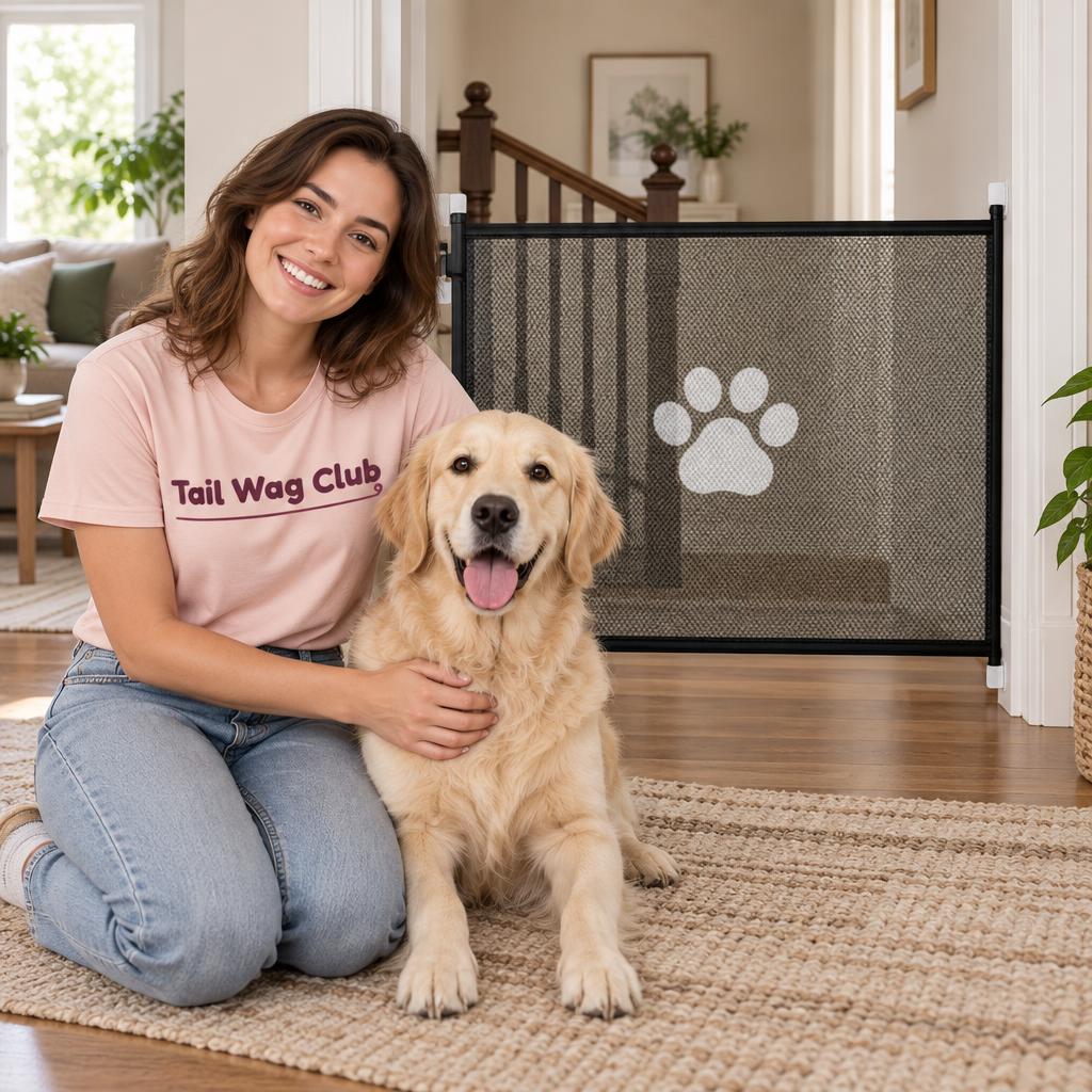 Foldable Mesh Pet Barrier Gate, 180 × 78cm – with Tail Wag Club