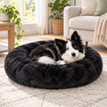 Fluffy Donut Dog Bed, Black (XL) – in use