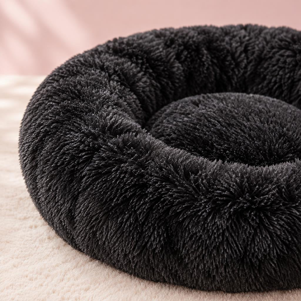 Fluffy Donut Dog Bed, Black (XL) – detail
