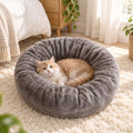 Plush Donut Pet Bed, Grey (L) – in use