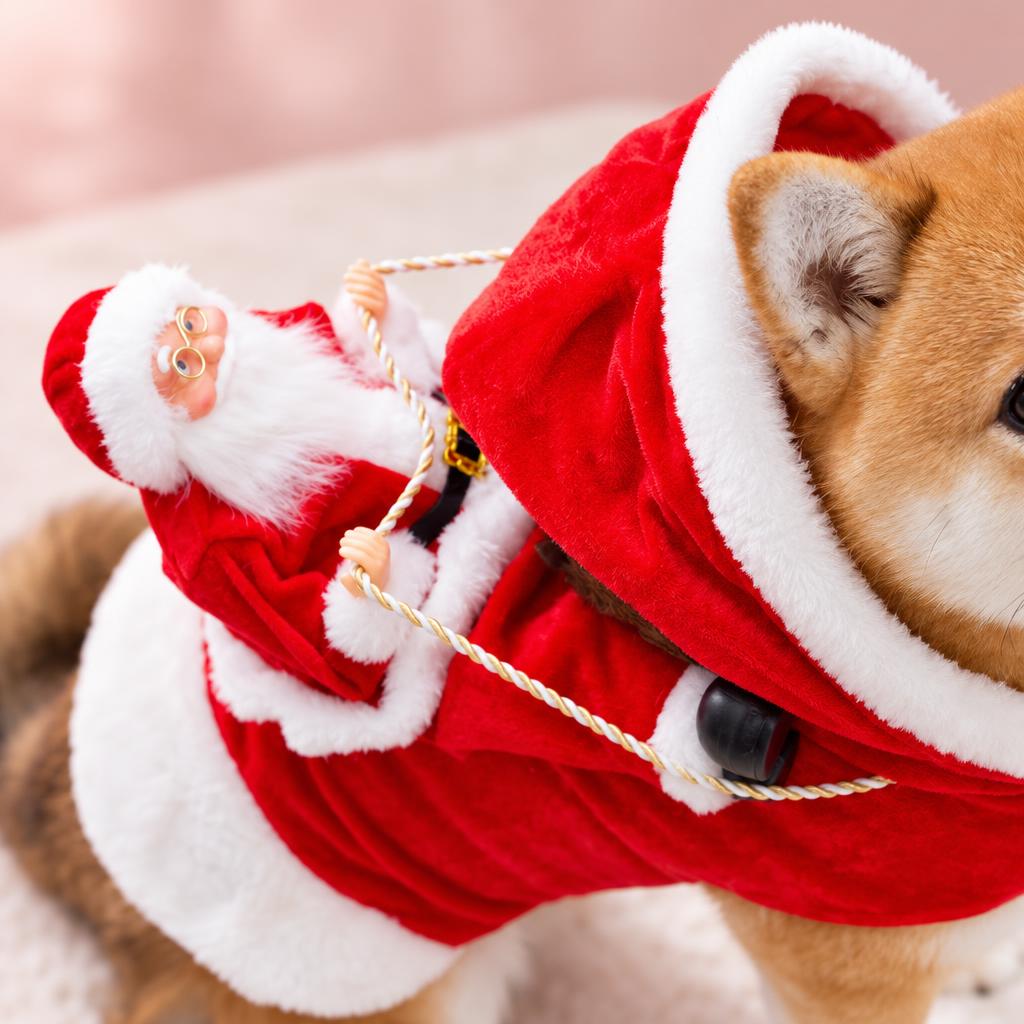 Hooded Santa Rider Dog Costume, Red (2XL) – detail