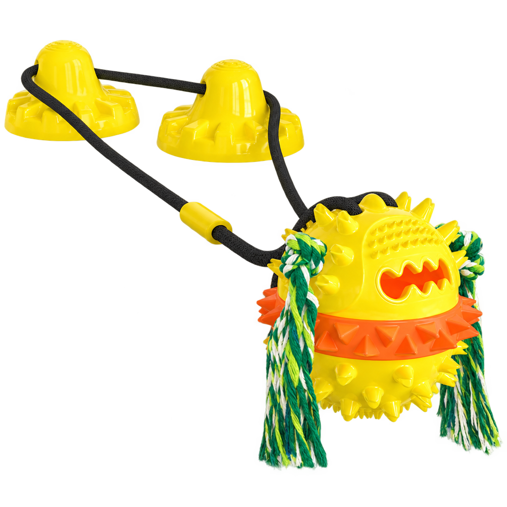 Tough Suction Cup Tug Toy for Large Dogs, Yellow