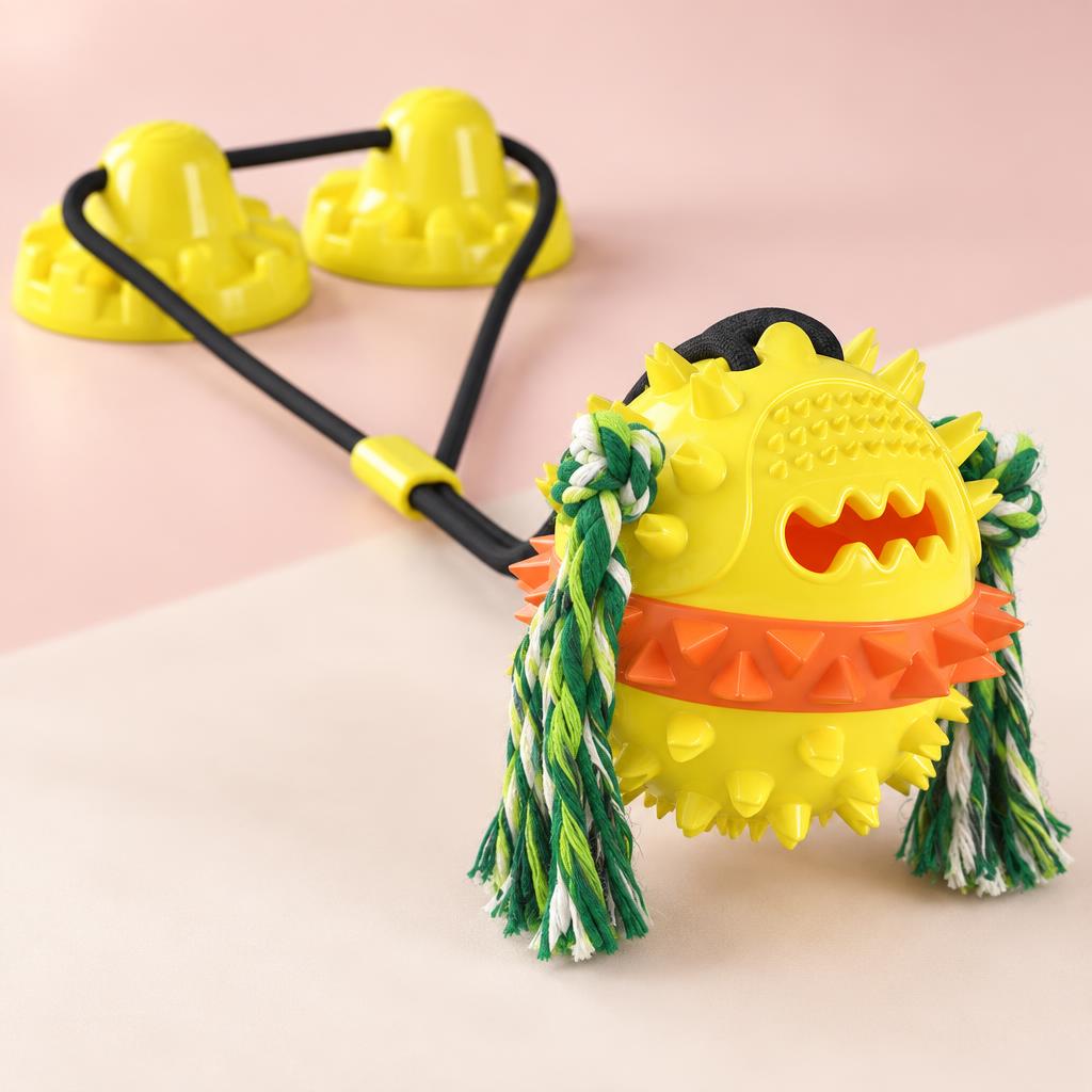 Tough Suction Cup Tug Toy for Large Dogs, Yellow