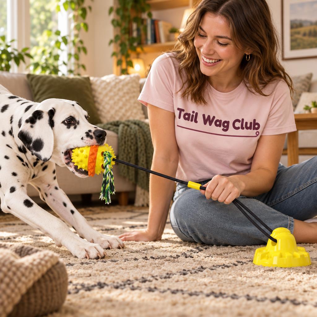 Tough Suction Cup Tug Toy for Large Dogs, Yellow