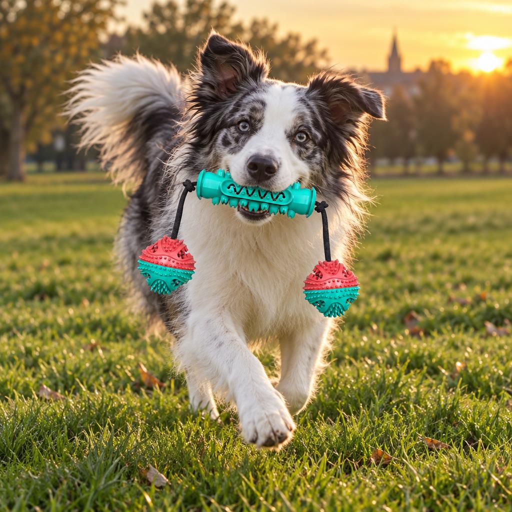 Chew Stick Toy with Spiky Balls, Red & Blue