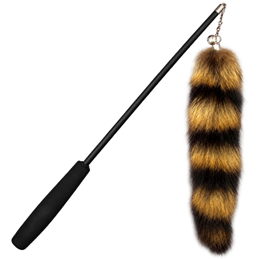 Cat Teaser Wand with Fluffy Tail, Black