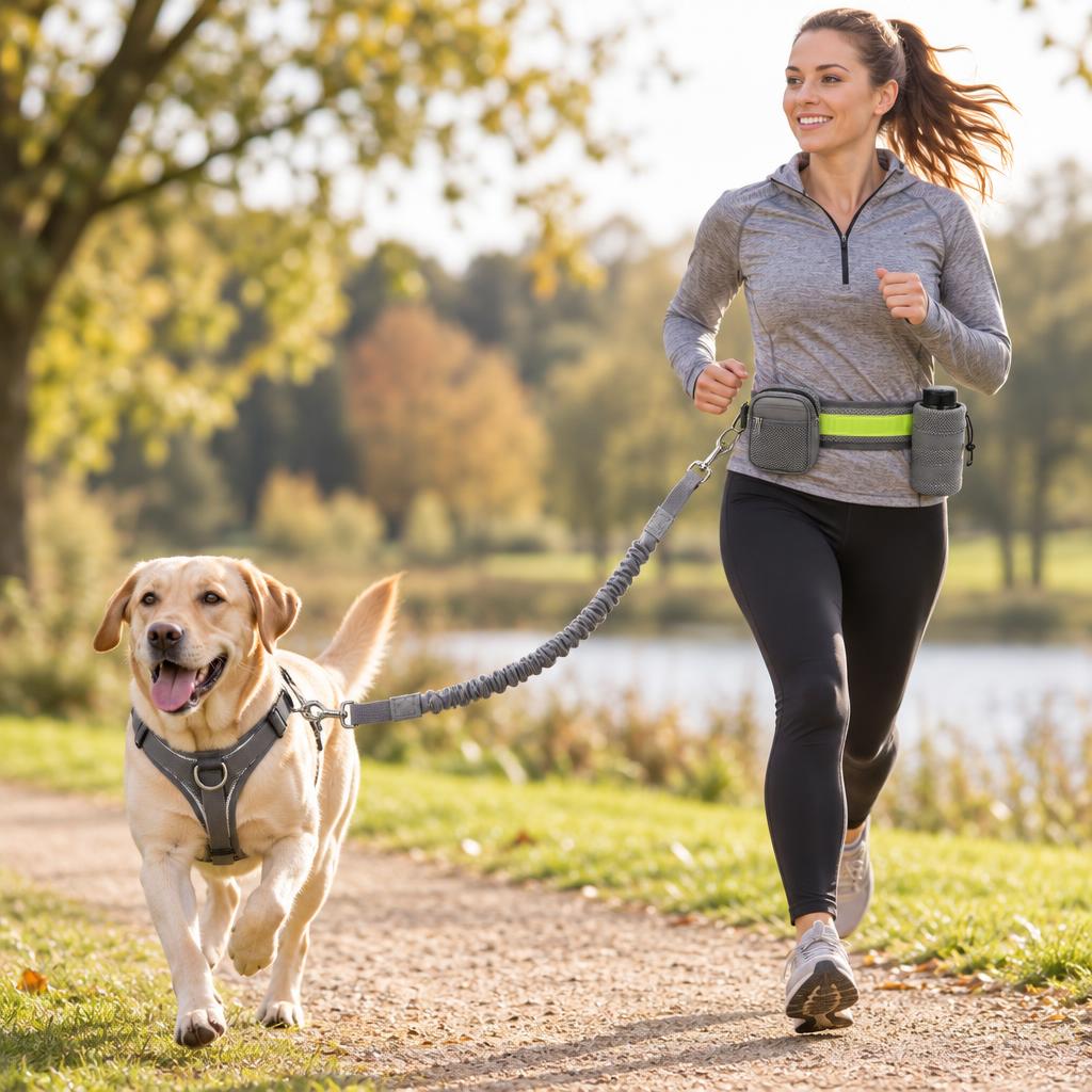 Hands-Free Dog Running Lead Set, Grey