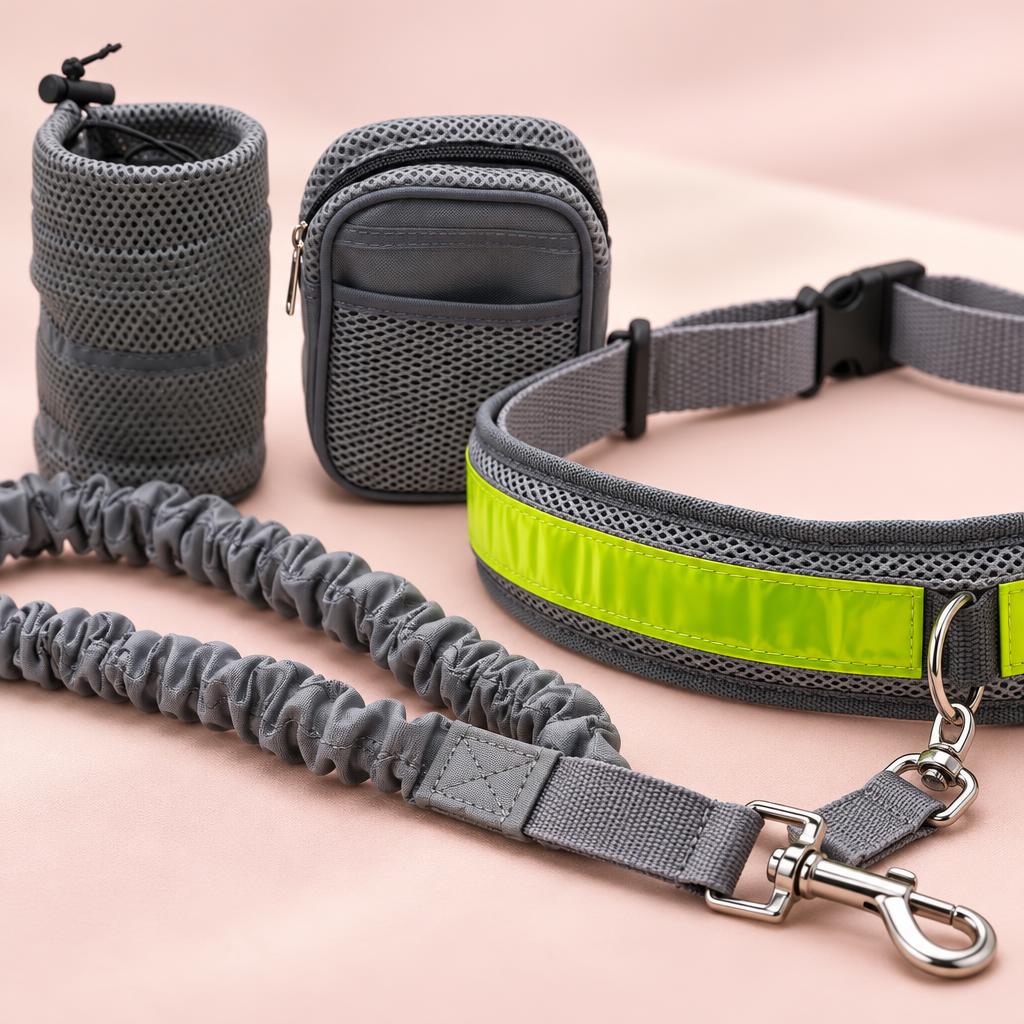 Hands-Free Dog Running Lead Set, Grey