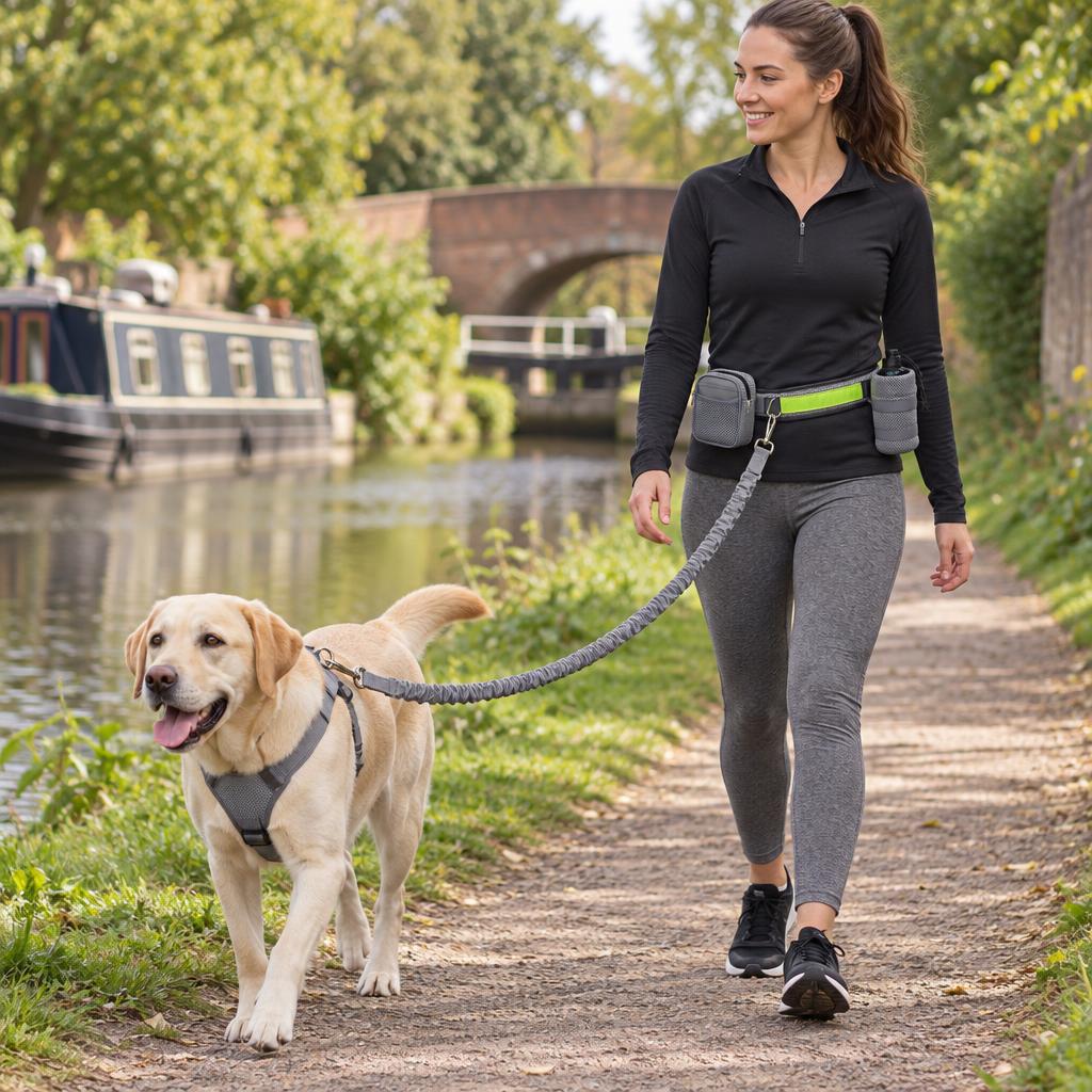 Hands-Free Dog Running Lead Set, Grey