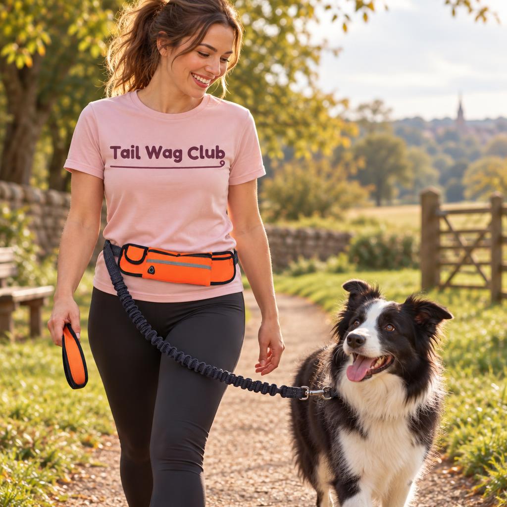 Hands-Free Running Dog Lead with Waist Pocket, Orange