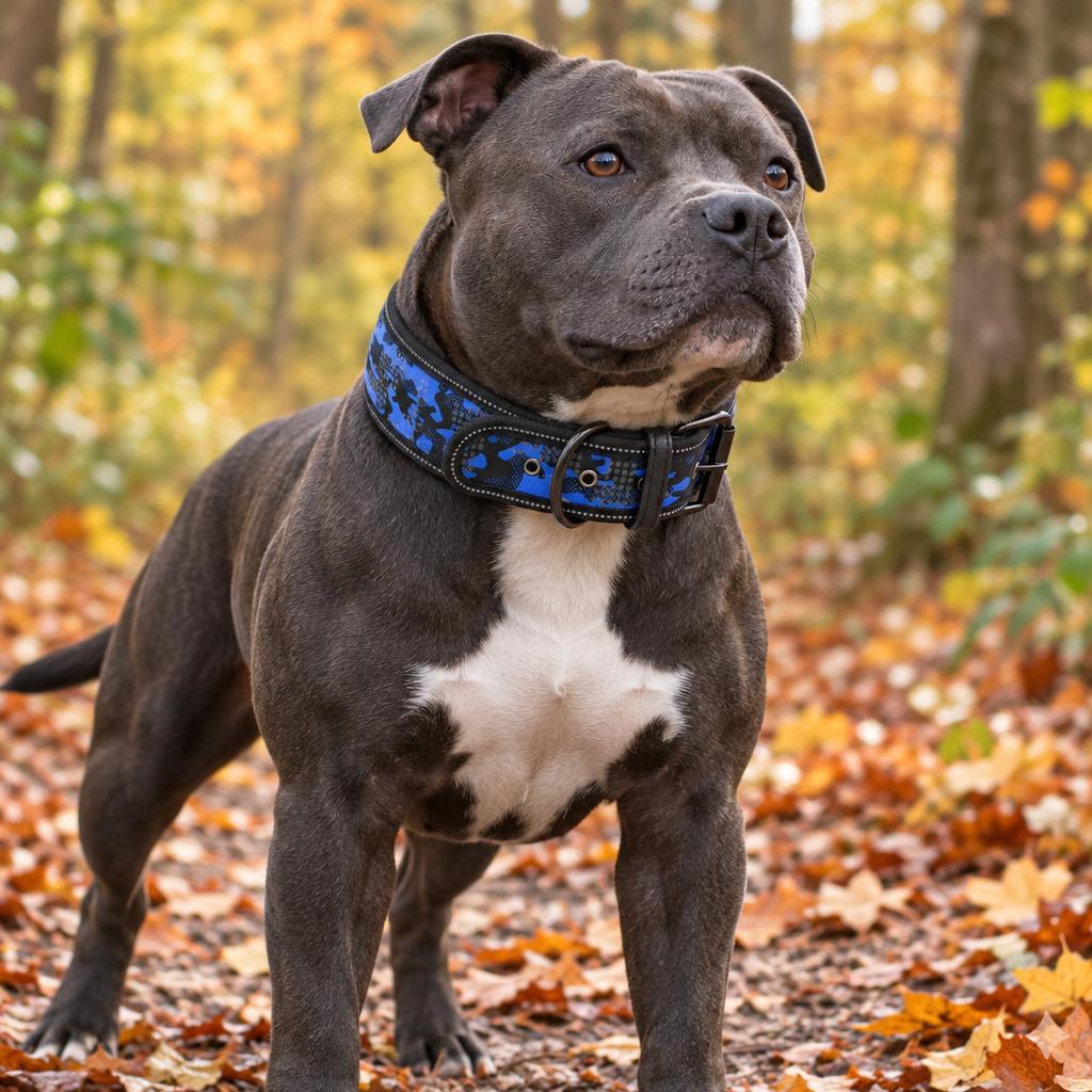 Reflective Camo Dog Collar, Blue