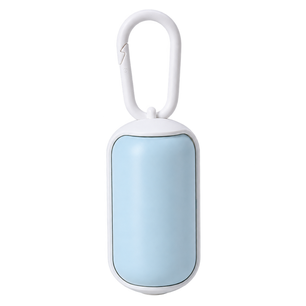 Poop Bag Holder with Clip, Blue & White
